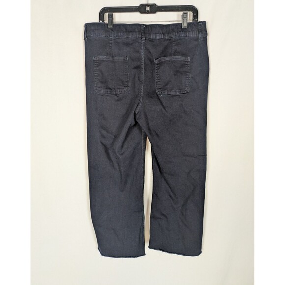 Denim & Co Jeans 16 Women's Blue Dark Wash Straight Leg Raw Hem Pull On Cozy - Picture 4 of 8